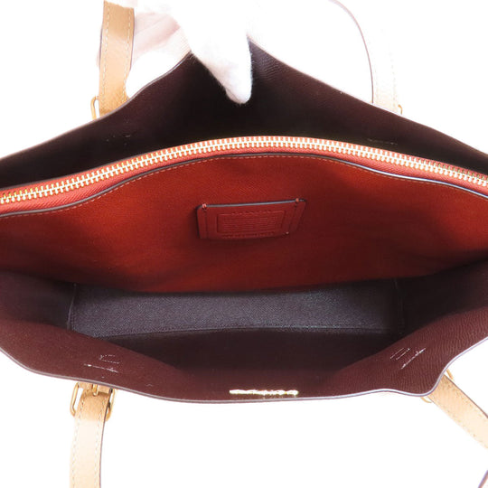 COACH Tote Bag 1671 leather beige logoMetal Women Used Authentic