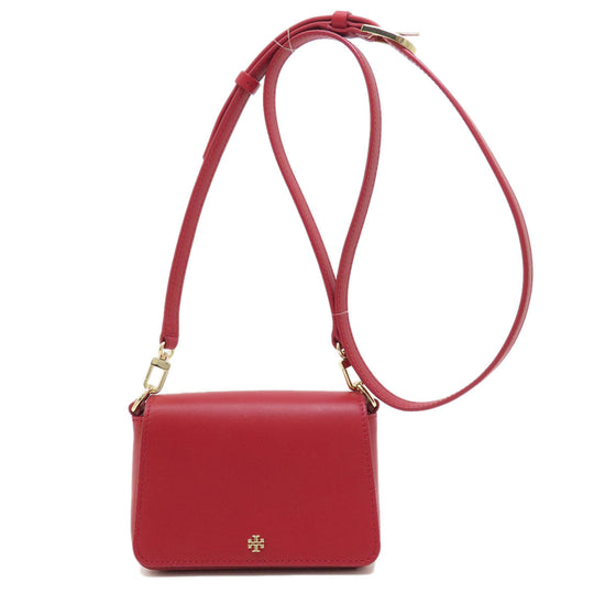 Tory Burch Shoulder Bag leather Red logo Women Used Authentic