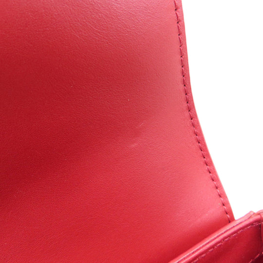 Tory Burch Shoulder Bag leather Red logo Women Used Authentic