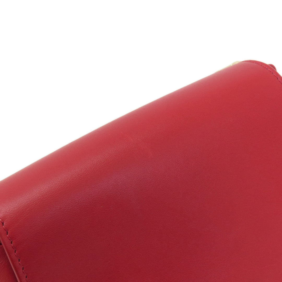 Tory Burch Shoulder Bag leather Red logo Women Used Authentic
