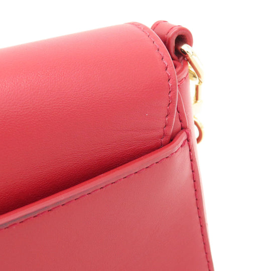 Tory Burch Shoulder Bag leather Red logo Women Used Authentic