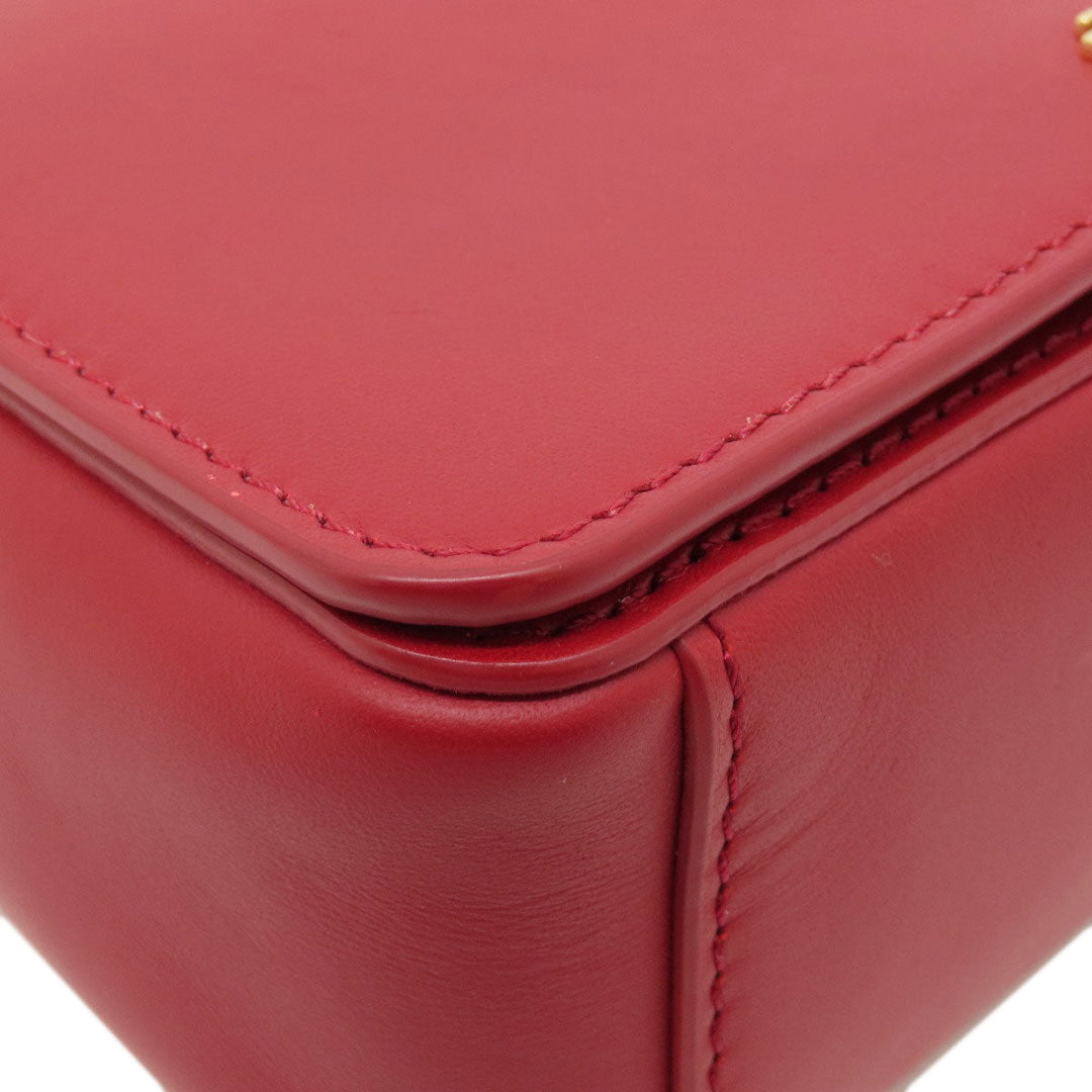 Tory Burch Shoulder Bag leather Red logo Women Used Authentic
