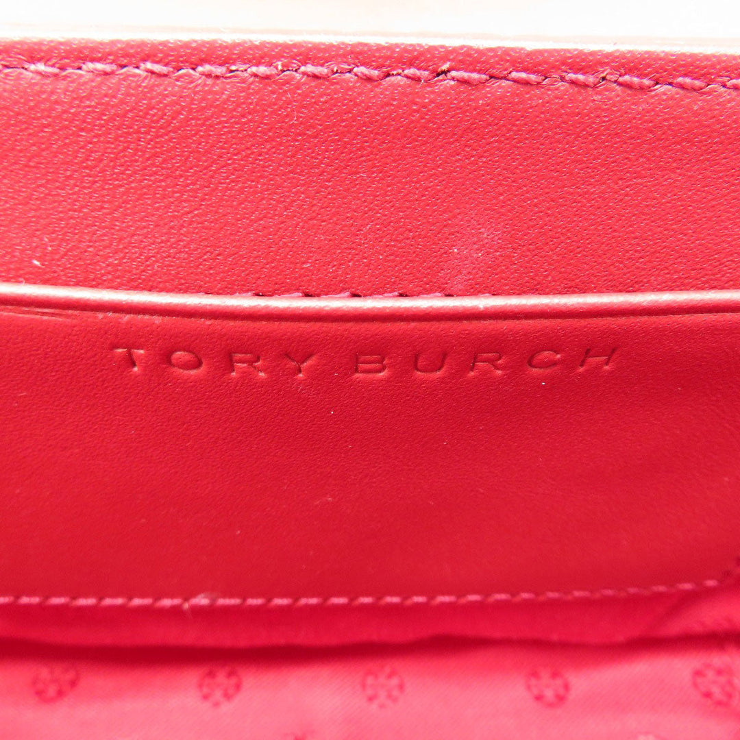 Tory Burch Shoulder Bag leather Red logo Women Used Authentic