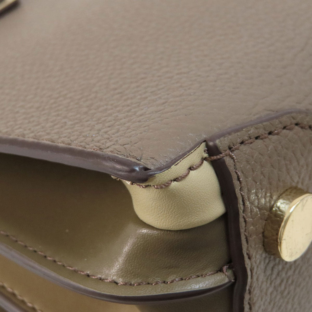 MICHAEL KORS Handbag leather gray logoMetal 2WAY Women Used Authentic