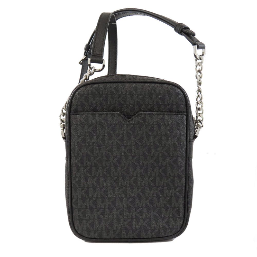 MICHAEL KORS Shoulder Bag PVC black MK signature Women Used Authentic