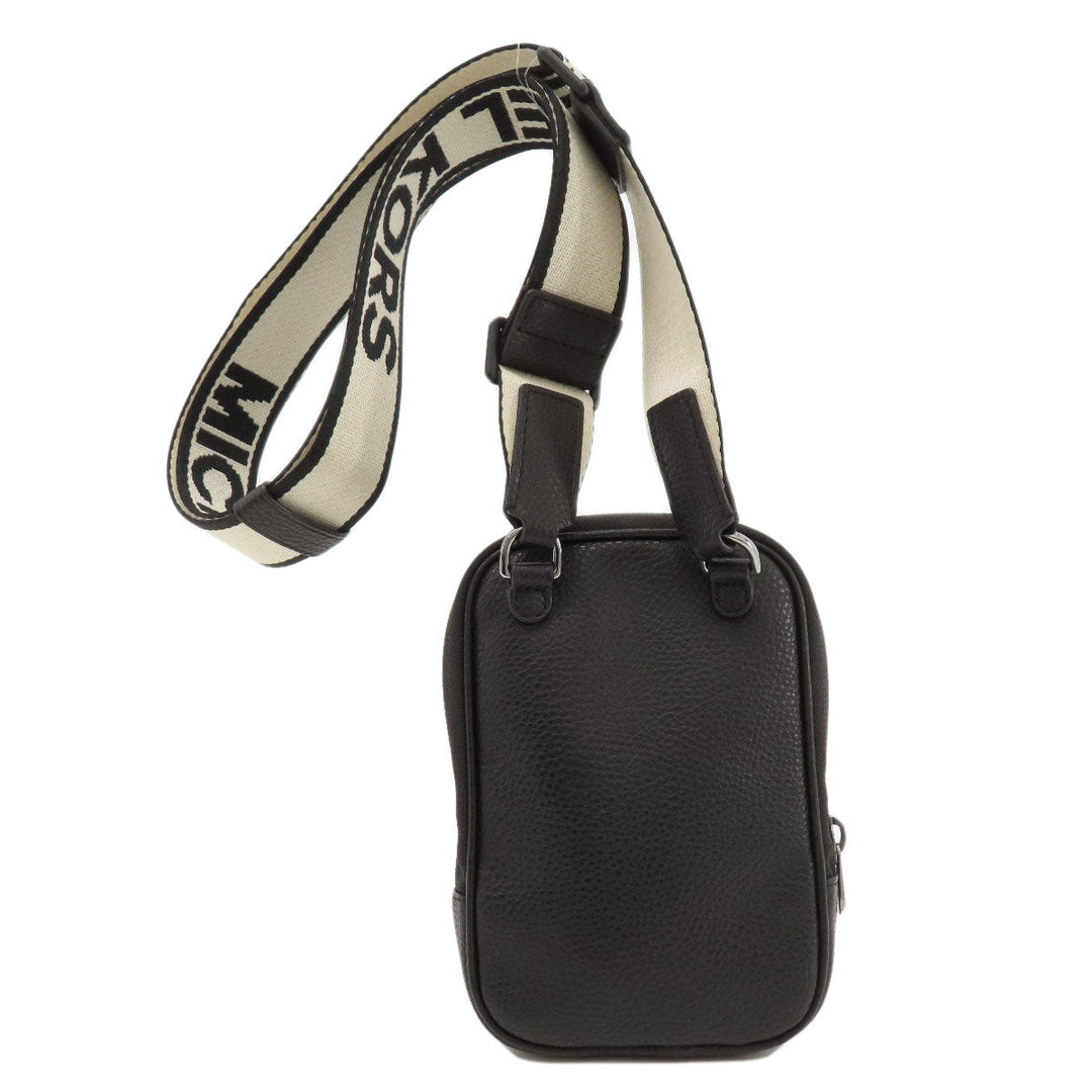 MICHAEL KORS Shoulder Bag canvas black MK signature Women Used Authentic