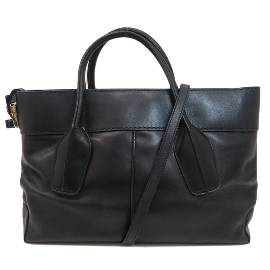TOD�fS Handbag leather black 2WAY Women Used Authentic