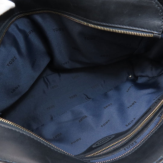 TOD�fS Handbag leather black 2WAY Women Used Authentic