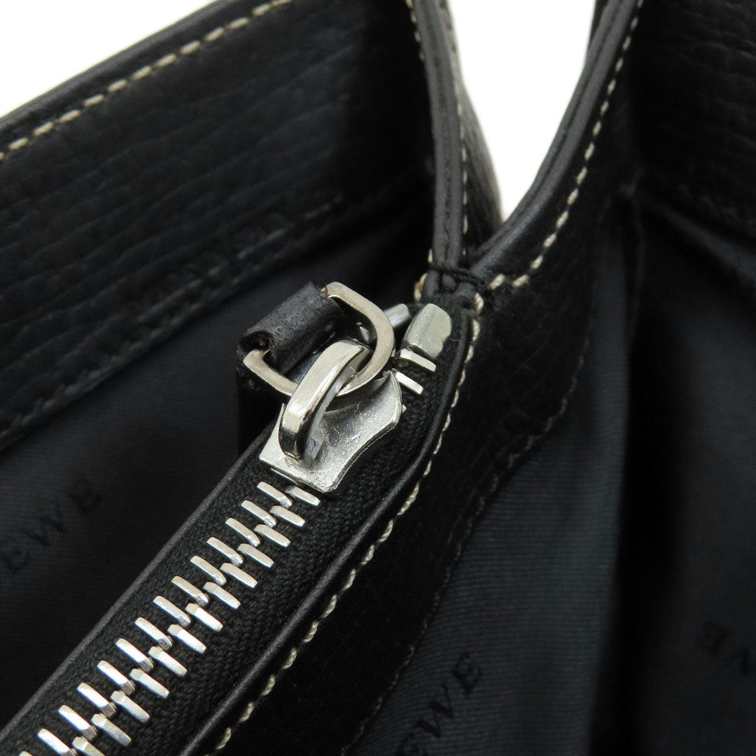 LOEWE Tote Bag leather black logo Women Used Authentic