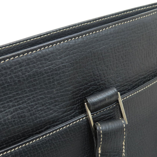 LOEWE Tote Bag leather black logo Women Used Authentic