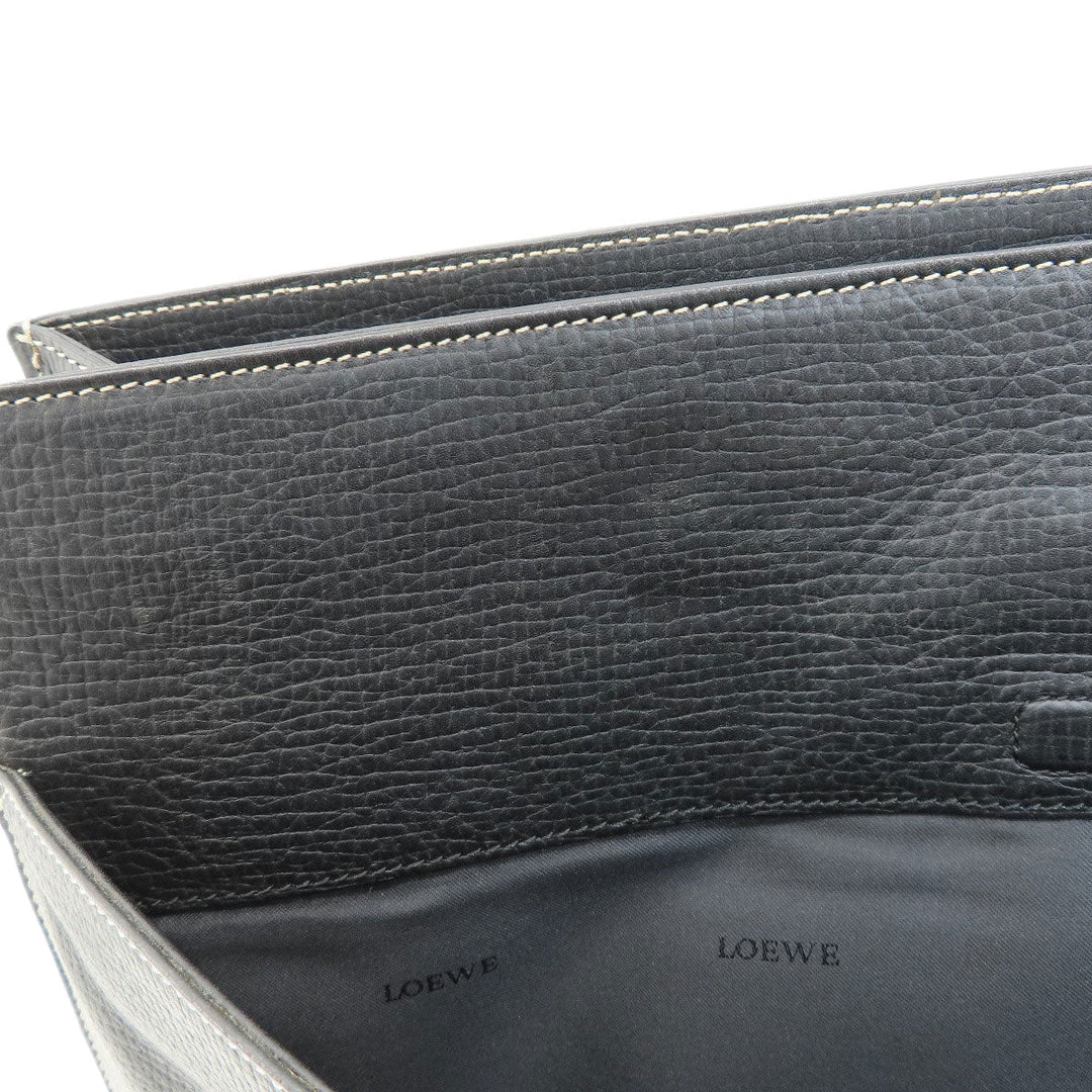 LOEWE Tote Bag leather black logo Women Used Authentic