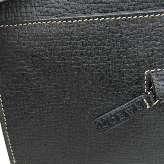 LOEWE Tote Bag leather black logo Women Used Authentic