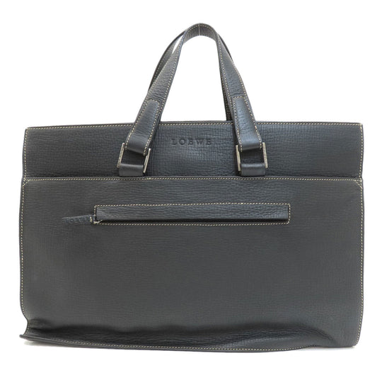 LOEWE Tote Bag leather black logo Women Used Authentic