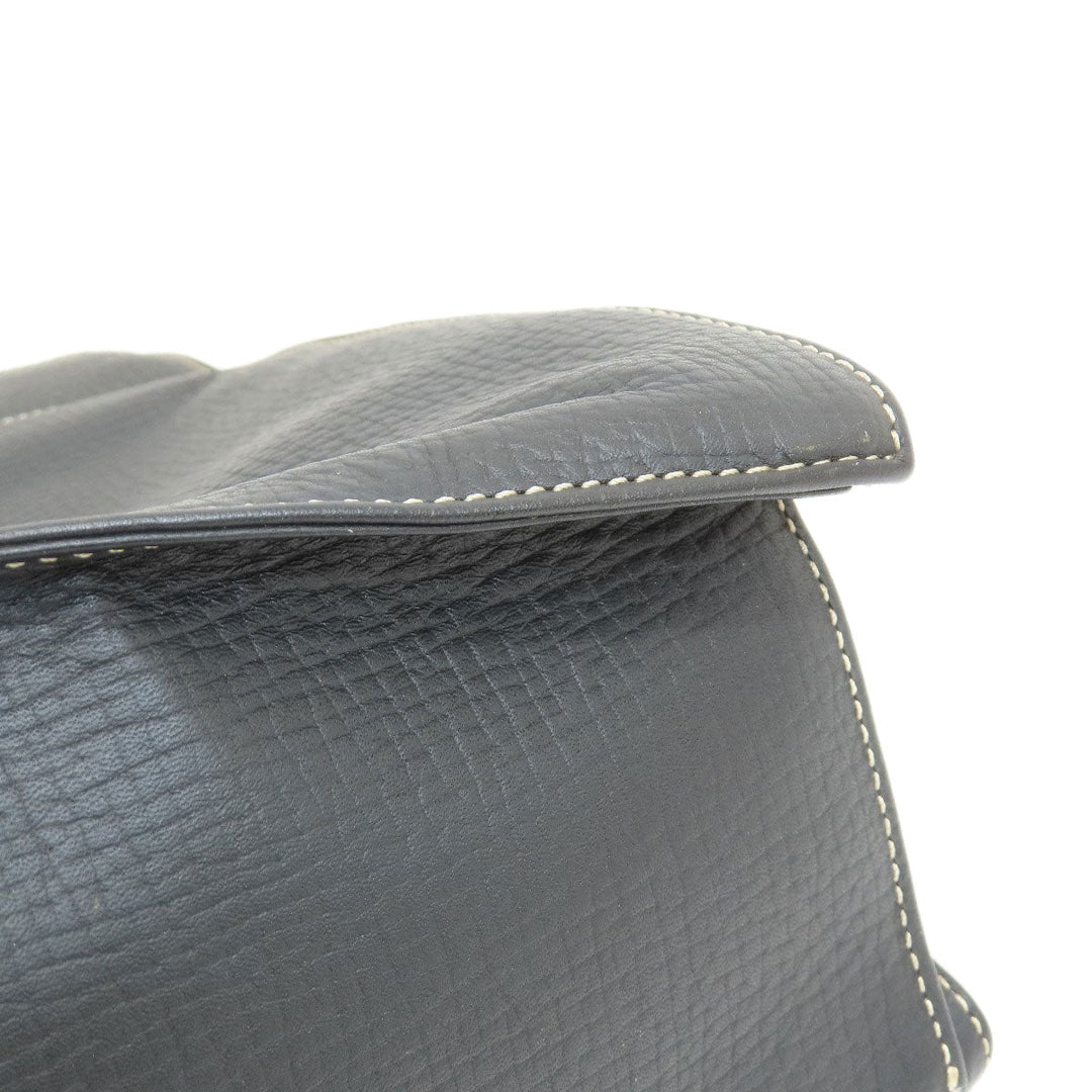 LOEWE Tote Bag leather black logo Women Used Authentic