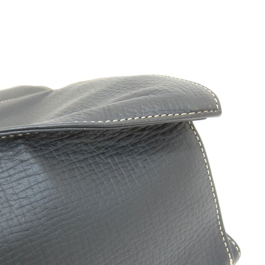 LOEWE Tote Bag leather black logo Women Used Authentic