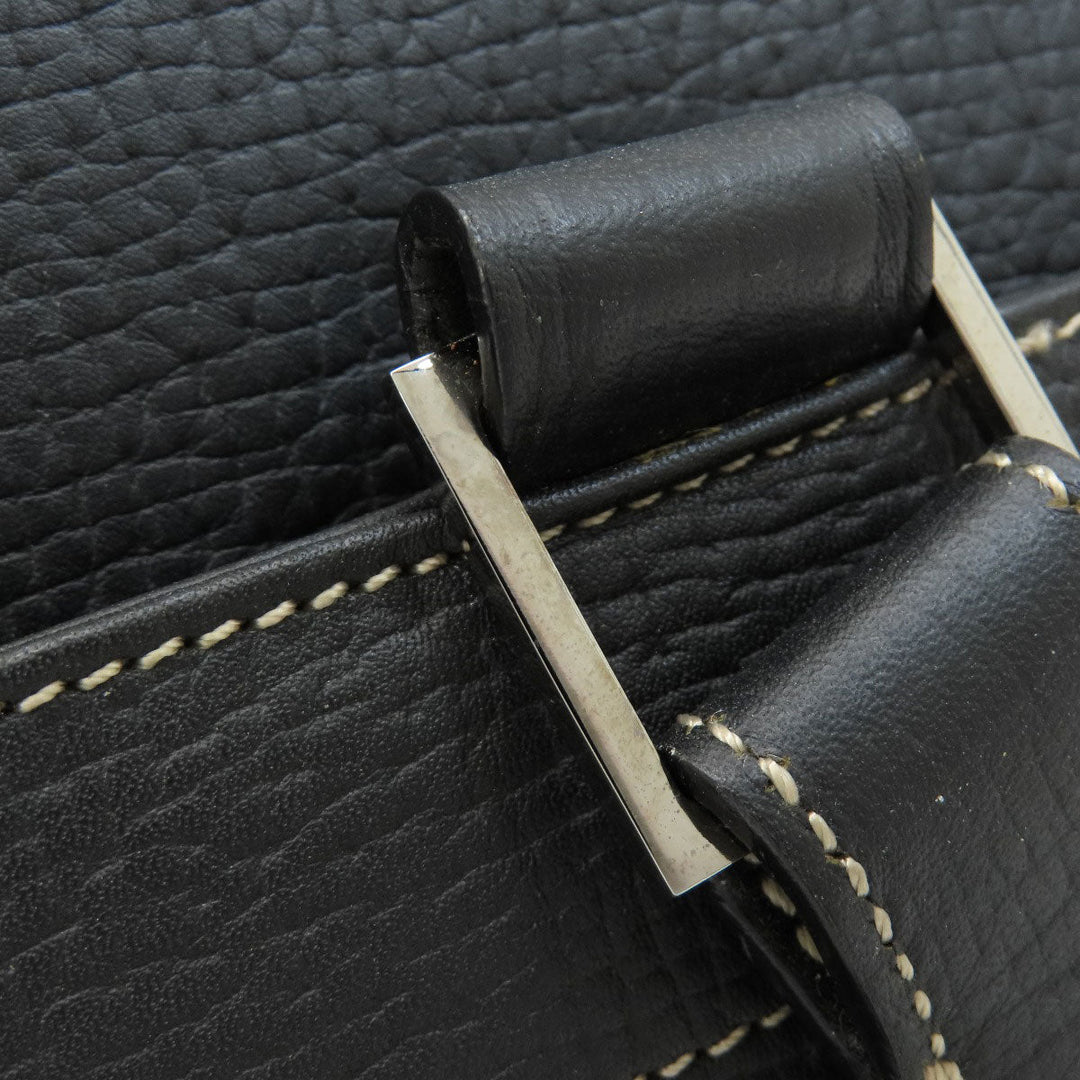 LOEWE Tote Bag leather black logo Women Used Authentic