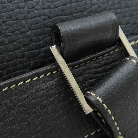 LOEWE Tote Bag leather black logo Women Used Authentic