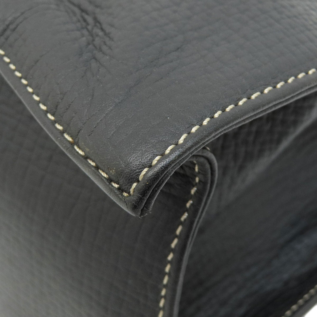LOEWE Tote Bag leather black logo Women Used Authentic