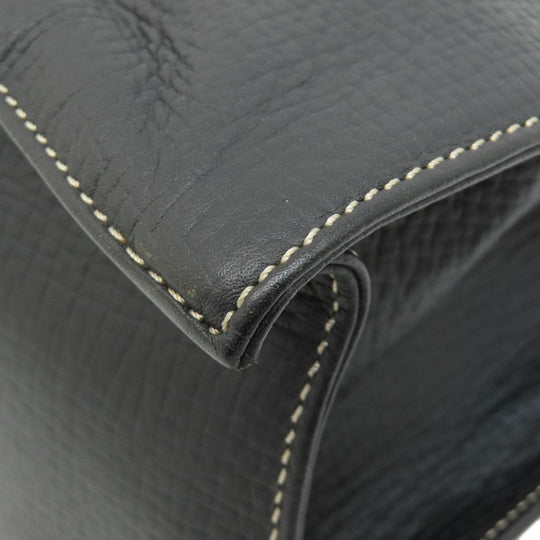 LOEWE Tote Bag leather black logo Women Used Authentic