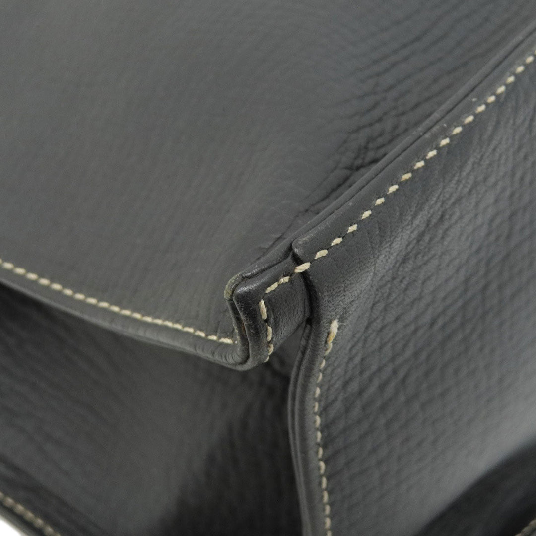 LOEWE Tote Bag leather black logo Women Used Authentic