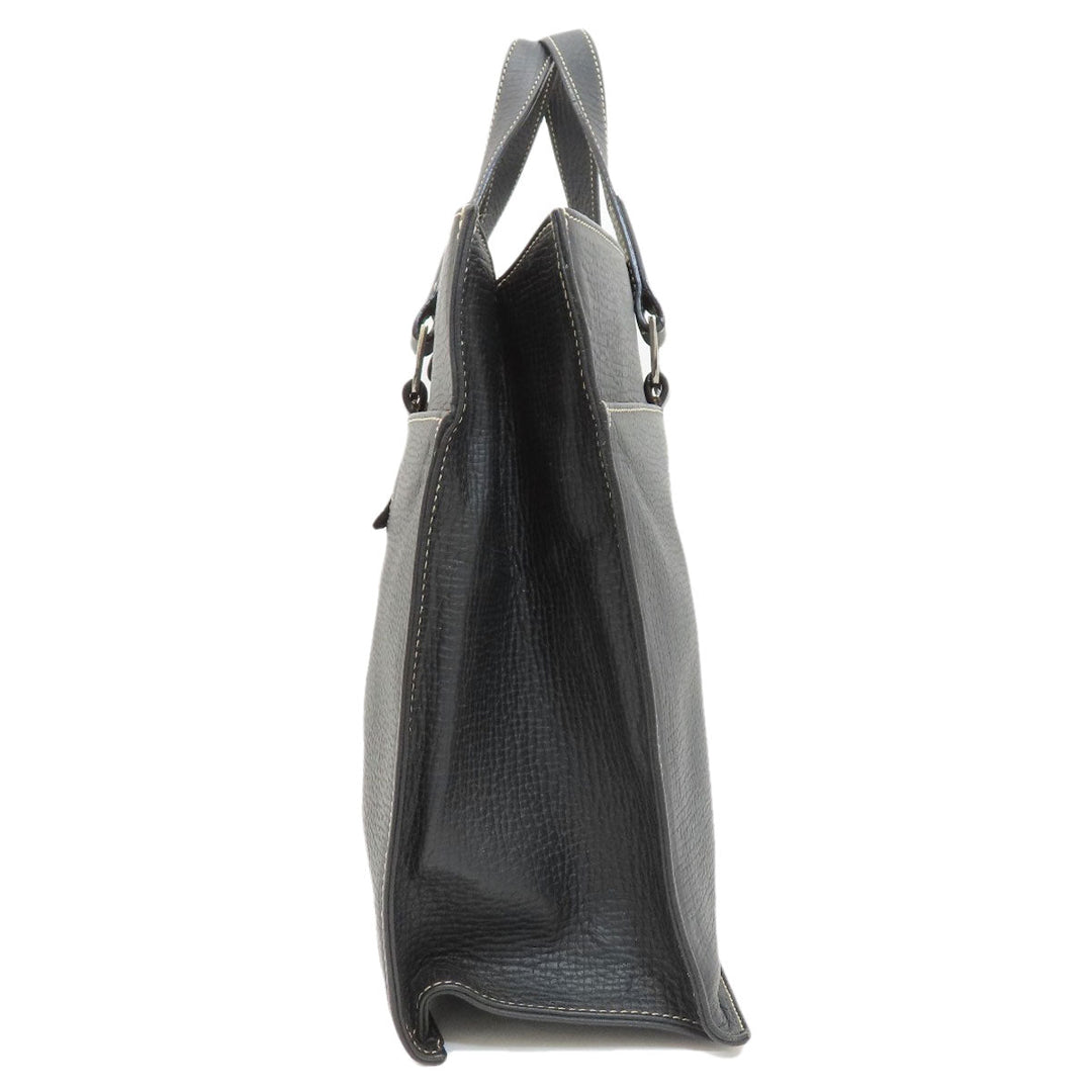 LOEWE Tote Bag leather black logo Women Used Authentic