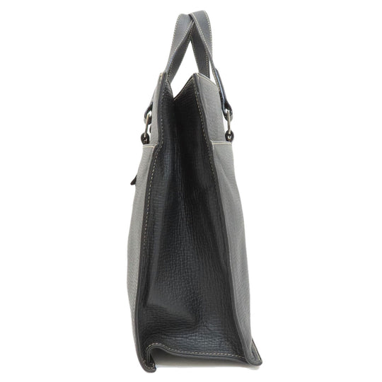 LOEWE Tote Bag leather black logo Women Used Authentic