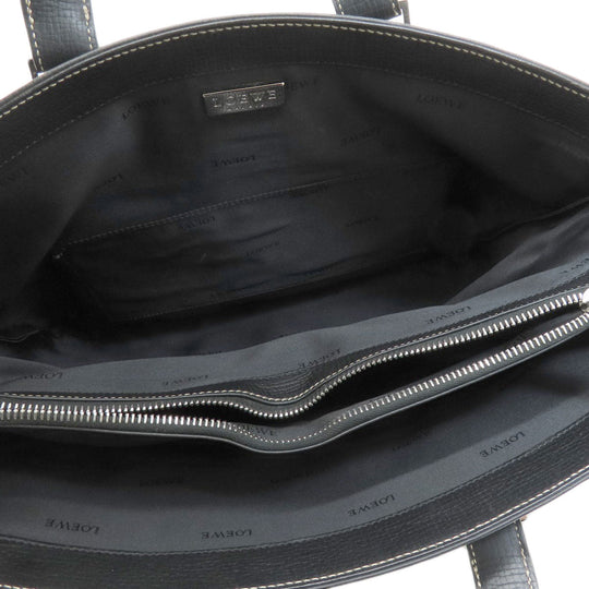 LOEWE Tote Bag leather black logo Women Used Authentic