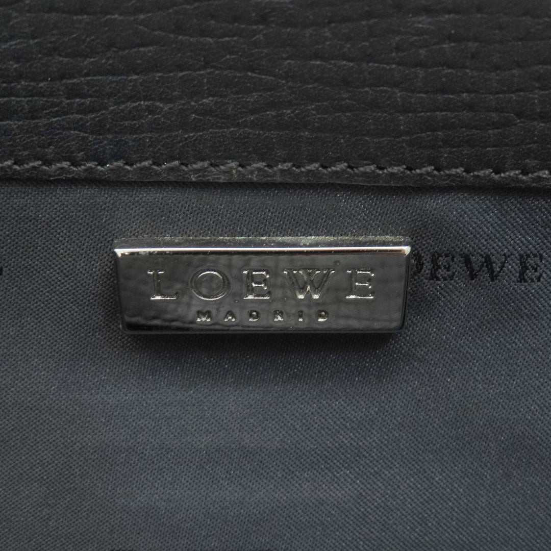 LOEWE Tote Bag leather black logo Women Used Authentic