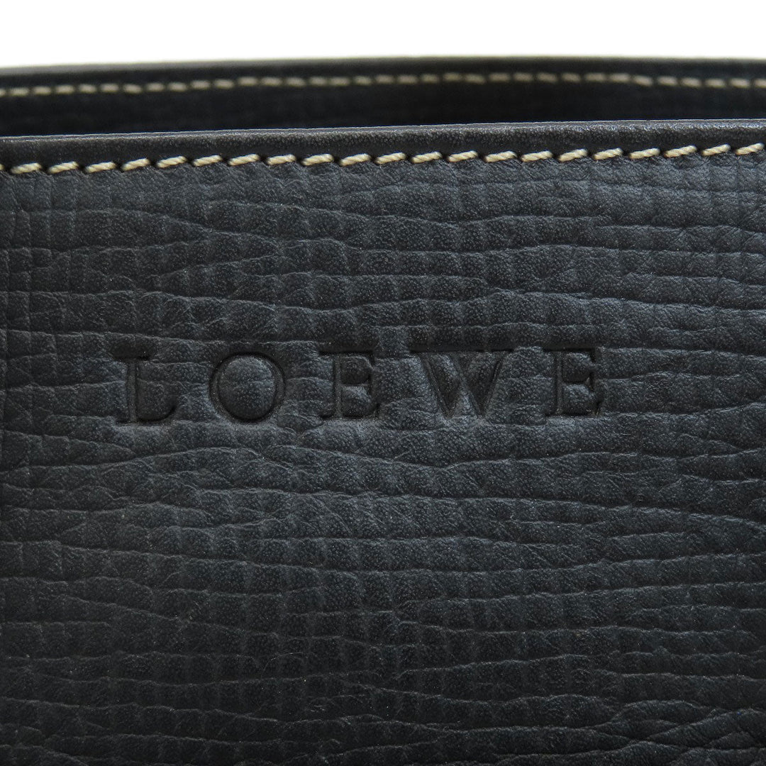LOEWE Tote Bag leather black logo Women Used Authentic