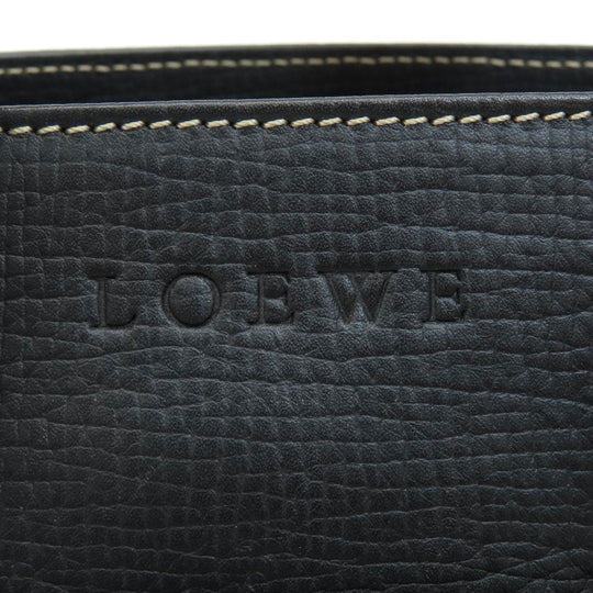 LOEWE Tote Bag leather black logo Women Used Authentic