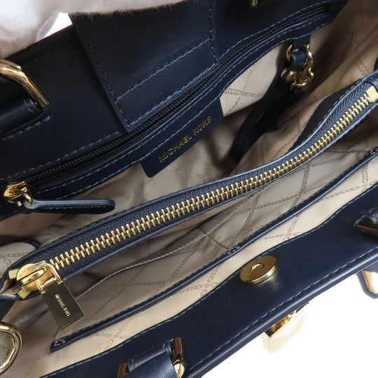MICHAEL KORS Tote Bag leather Navy 2WAY Women Used Authentic