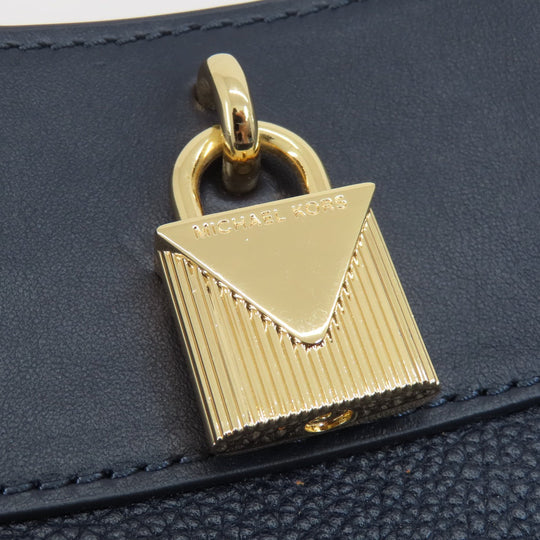 MICHAEL KORS Tote Bag leather Navy 2WAY Women Used Authentic
