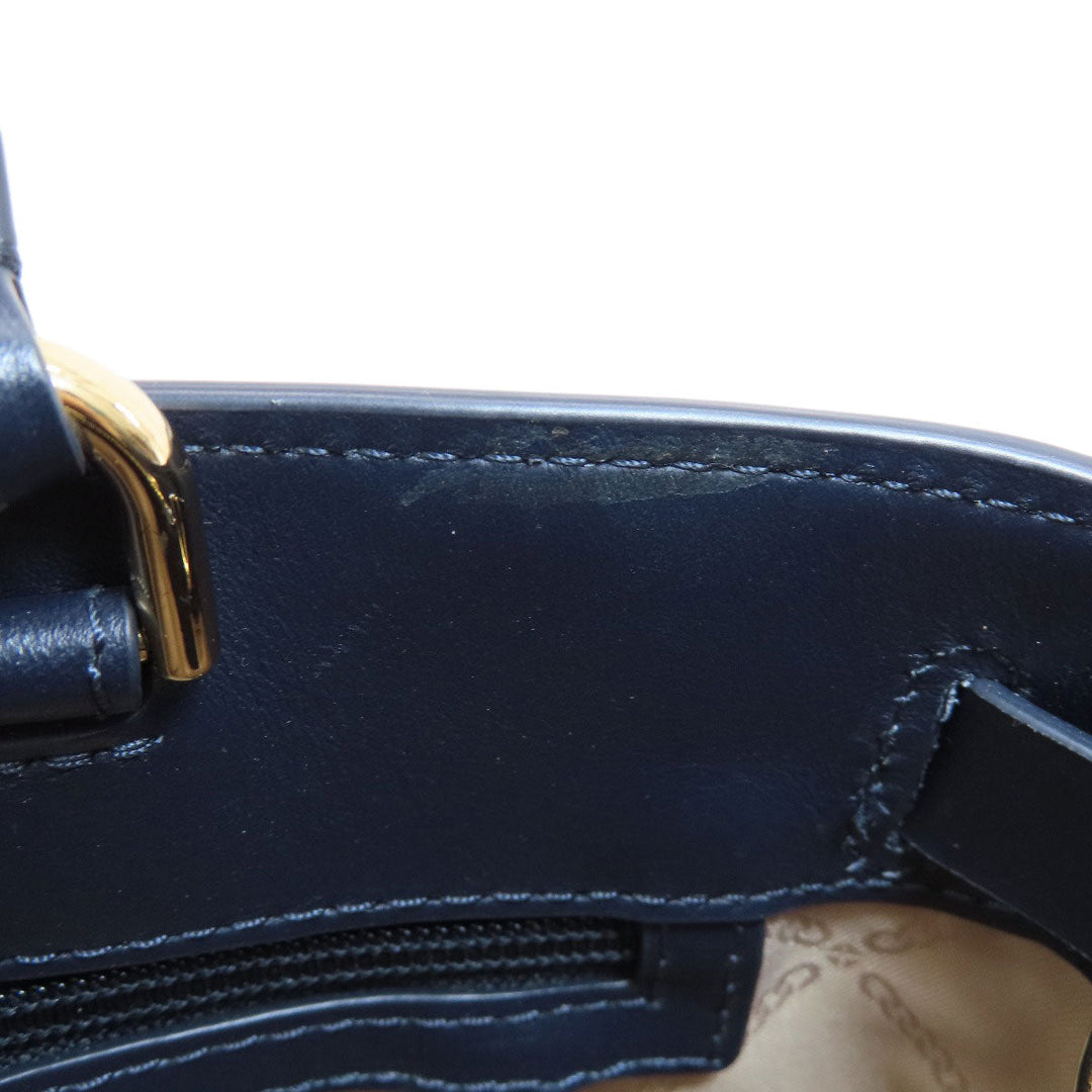 MICHAEL KORS Tote Bag leather Navy 2WAY Women Used Authentic