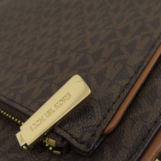 MICHAEL KORS Backpack PVC Brown MK signature Women Used Authentic