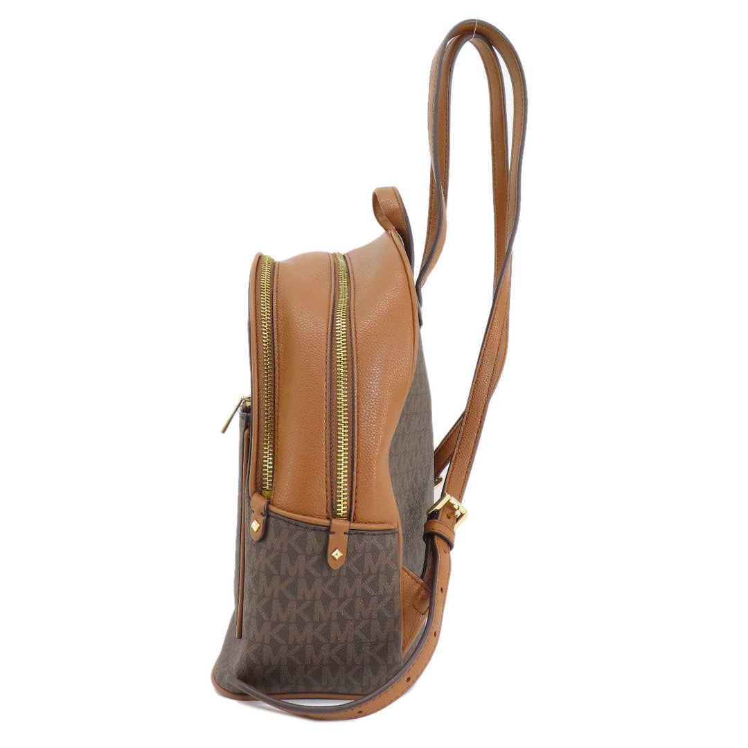 MICHAEL KORS Backpack PVC Brown MK signature Women Used Authentic