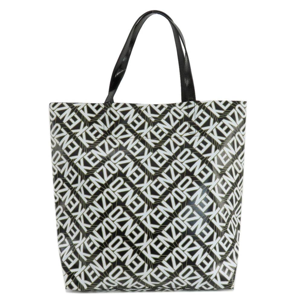 KENZO Tote Bag PVC black logo Women Used Authentic
