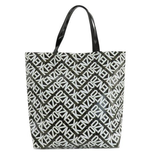 KENZO Tote Bag PVC black logo Women Used Authentic