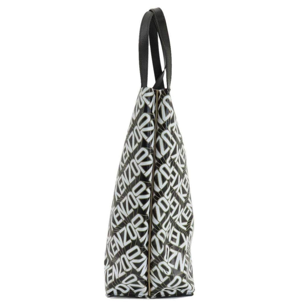 KENZO Tote Bag PVC black logo Women Used Authentic