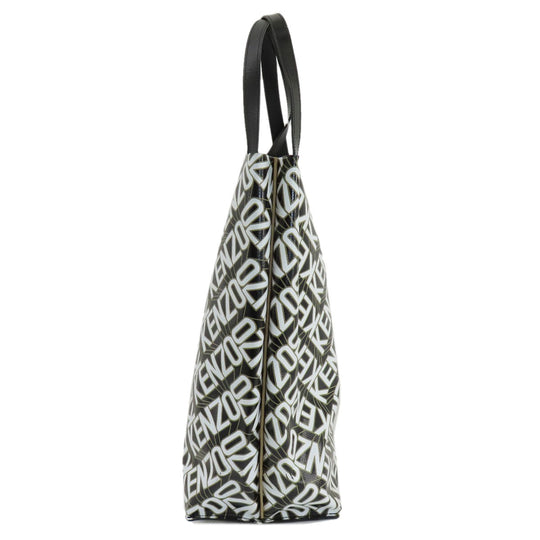 KENZO Tote Bag PVC black logo Women Used Authentic