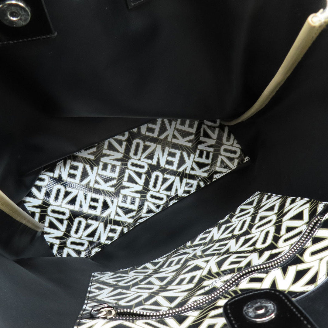 KENZO Tote Bag PVC black logo Women Used Authentic