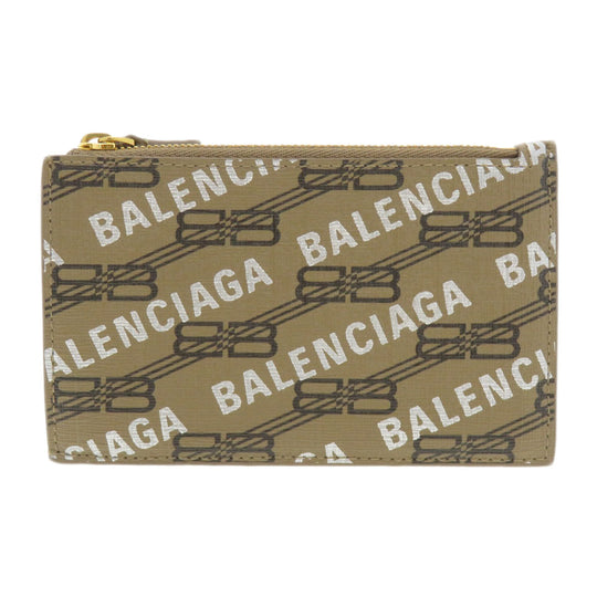 BALENCIAGA Coin case 640535 Calfskin Brown Logo motif Women Used Authentic