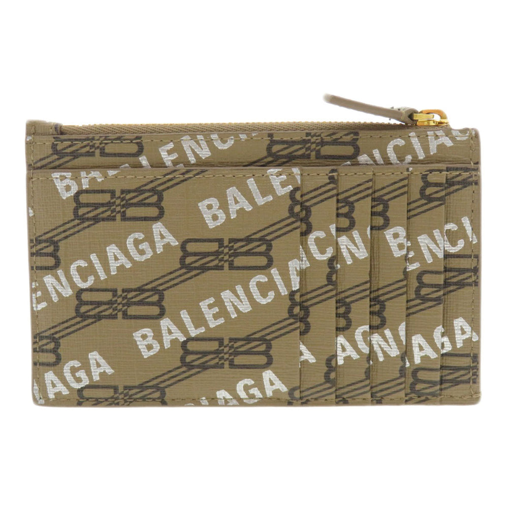 BALENCIAGA Coin case 640535 Calfskin Brown Logo motif Women Used Authentic