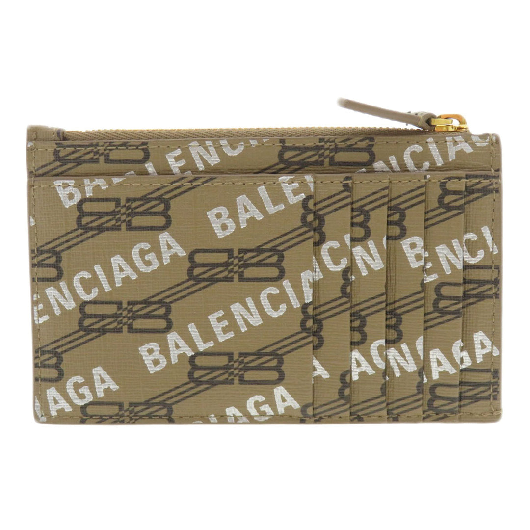 BALENCIAGA Coin case 640535 Calfskin Brown Logo motif Women Used Authentic