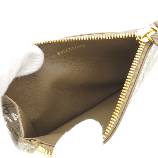 BALENCIAGA Coin case 640535 Calfskin Brown Logo motif Women Used Authentic