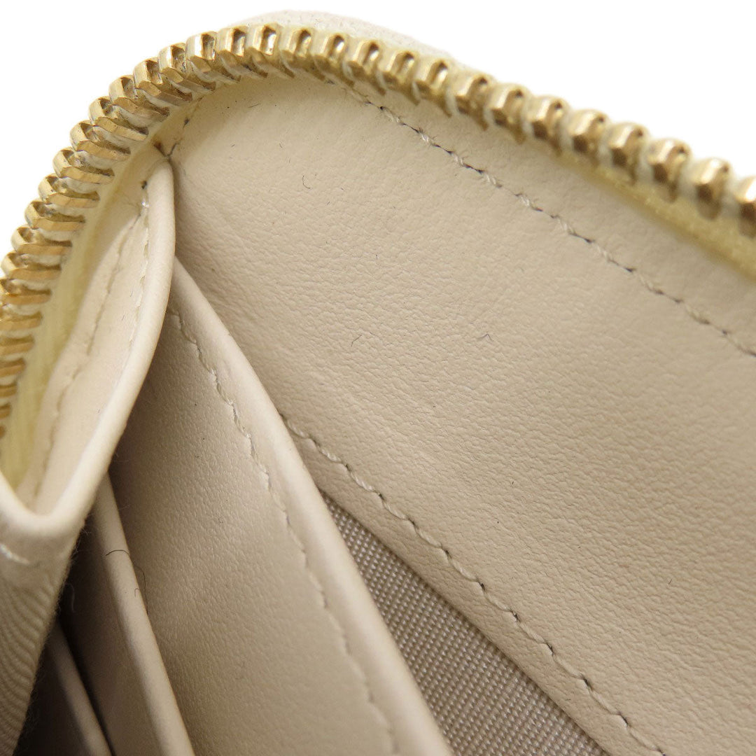 CHANEL Long Wallet Purse Grained Calfskin Skin white Mademoiselle Gold Metal