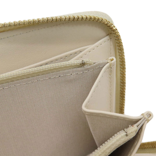CHANEL Long Wallet Purse Grained Calfskin Skin white Mademoiselle Gold Metal
