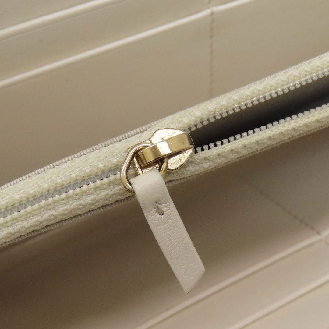 CHANEL Long Wallet Purse Grained Calfskin Skin white Mademoiselle Gold Metal