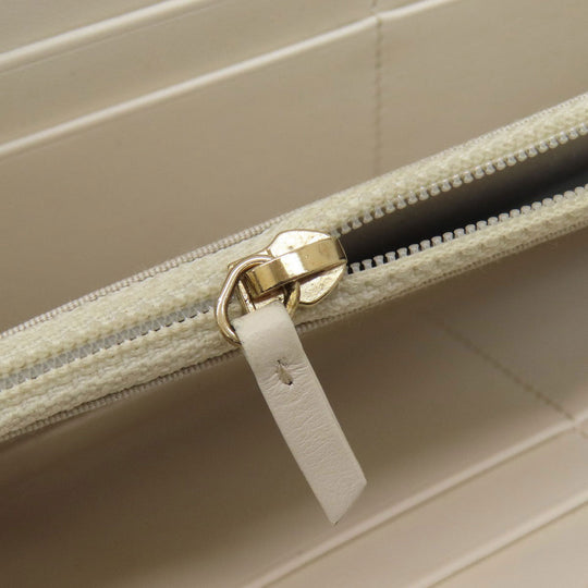 CHANEL Long Wallet Purse Grained Calfskin Skin white Mademoiselle Gold Metal