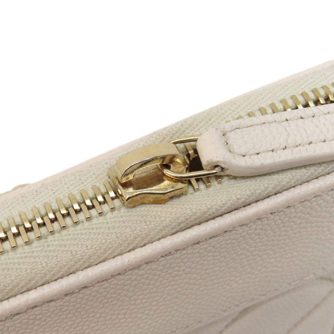 CHANEL Long Wallet Purse Grained Calfskin Skin white Mademoiselle Gold Metal