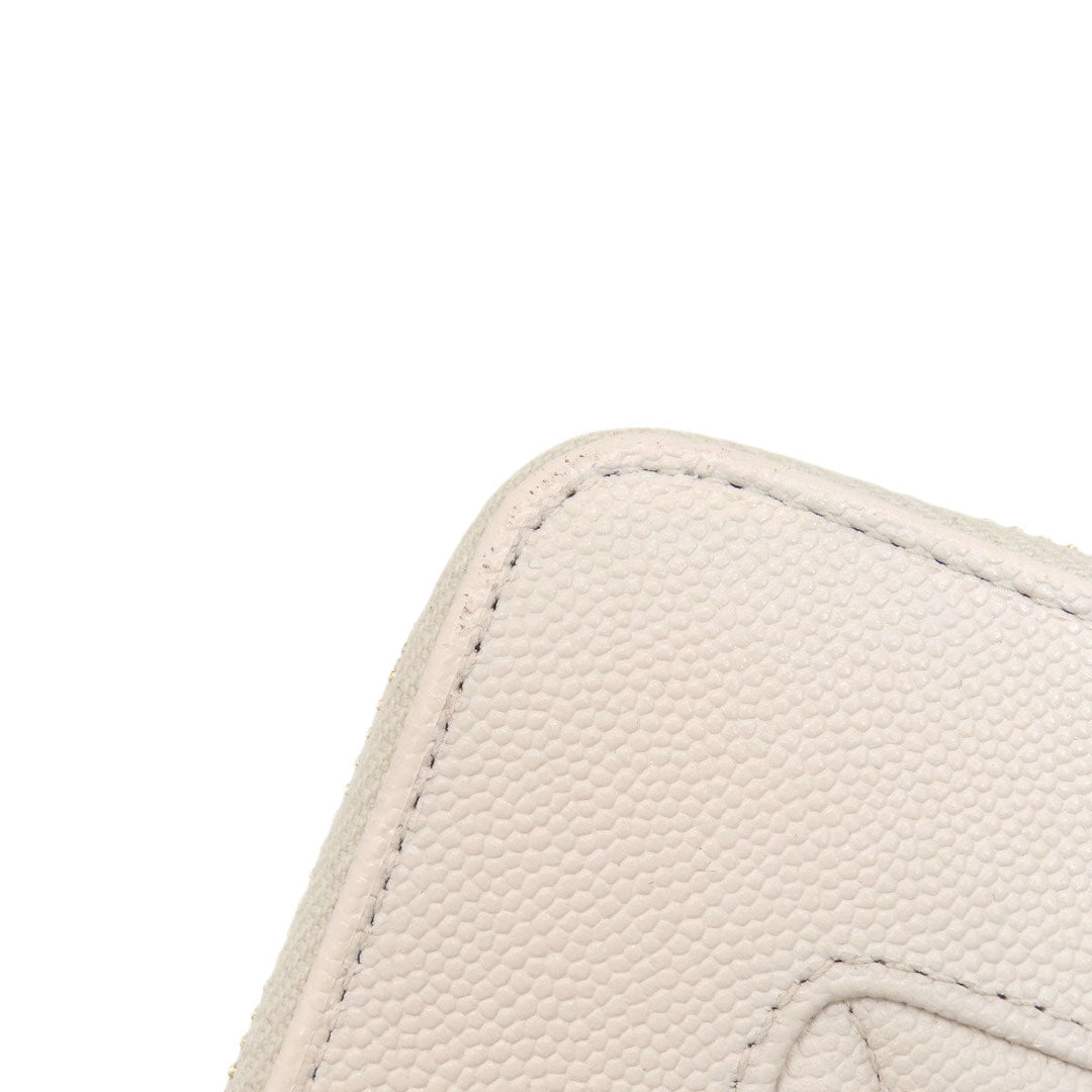 CHANEL Long Wallet Purse Grained Calfskin Skin white Mademoiselle Gold Metal